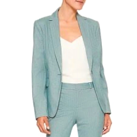 Banana Republic Jackets & Blazers - Banana Republic teal Herringbone Cut Away Blazer